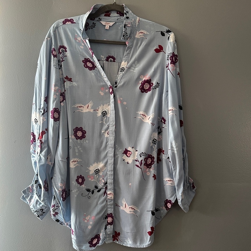 Candie’s FLORAL Y2K FLOWY BUTTON DOWN BLOUSE Size XL cottage fairy feminine